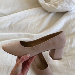 Suede slip on heels